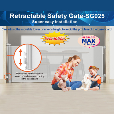 55-197 ইঞ্চি retractable অতিরিক্ত প্রশস্ত গেট প্রসারিত শিশুর নিরাপত্তা সিঁড়ি বেড়া