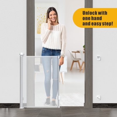 শিশু পোষা প্রাণী খেলার বেড়া জন্য উদ্ভাবনী retractable সিঁড়ি গেট নিরাপত্তা লক