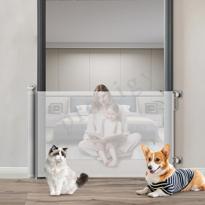 CPC/EN1930 Punch Free Baby Retractable Gate Extra 120 ইঞ্চি পোষা প্রাণী Mesh Doo Rসুরক্ষা গেট ফর ডোরওয়ে